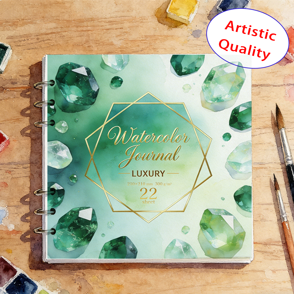 Art Sketchbook Ring - 210x210mm 300GSM Textured Watercolor Paper Pad,22