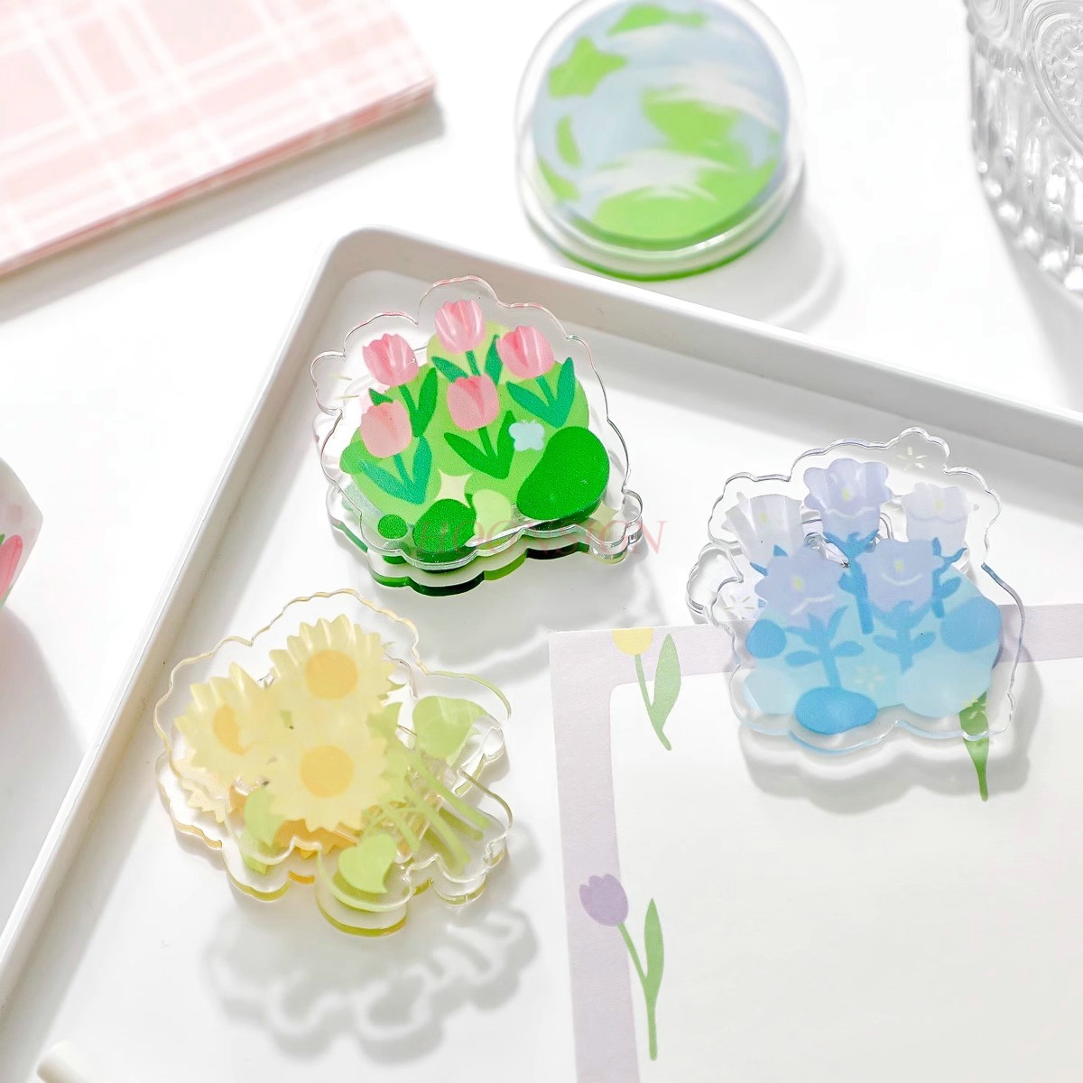 Supply Of Office Stationery - 1pcs Afternoon Garden Acrylic Stationery Clip