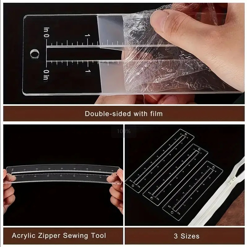 3pcs Acrylic Zipper Template S – Ruler Set Transparent recenzja i cena