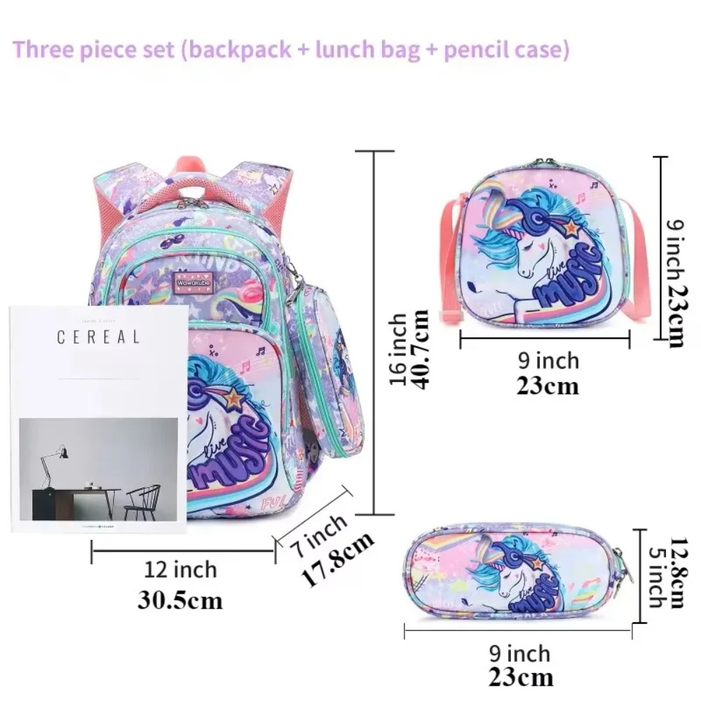 3PCS Kids Backpack Set Unicorn – Pencil Case Large recenzja i cena