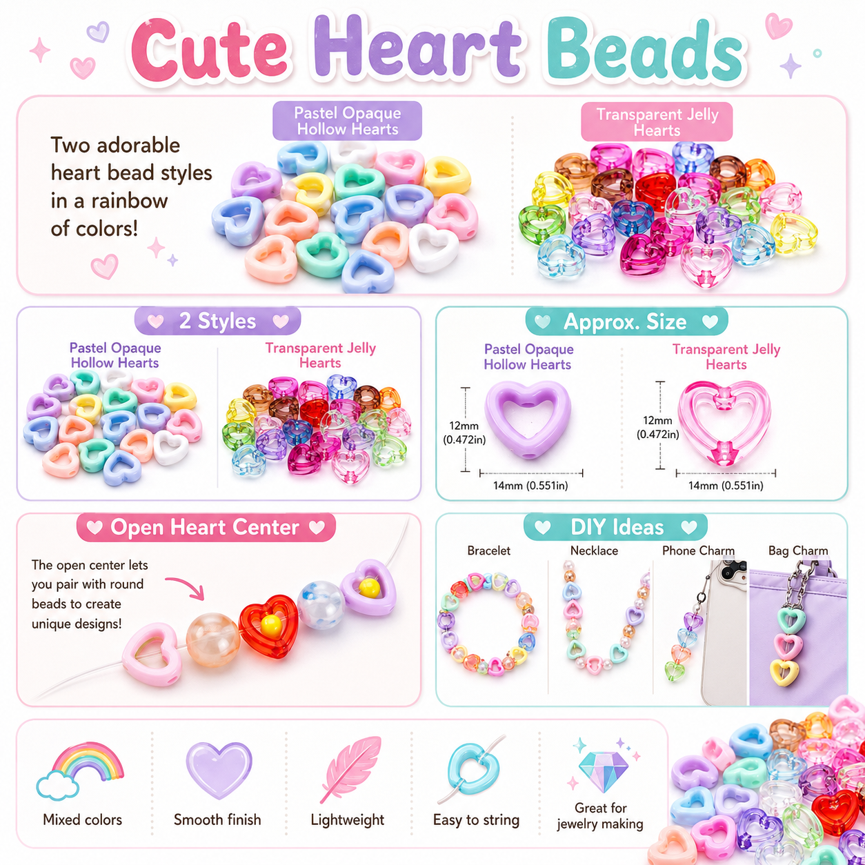 30Pcs Multicolor Clear Heart A – Stationery Supplier recenzja i cena