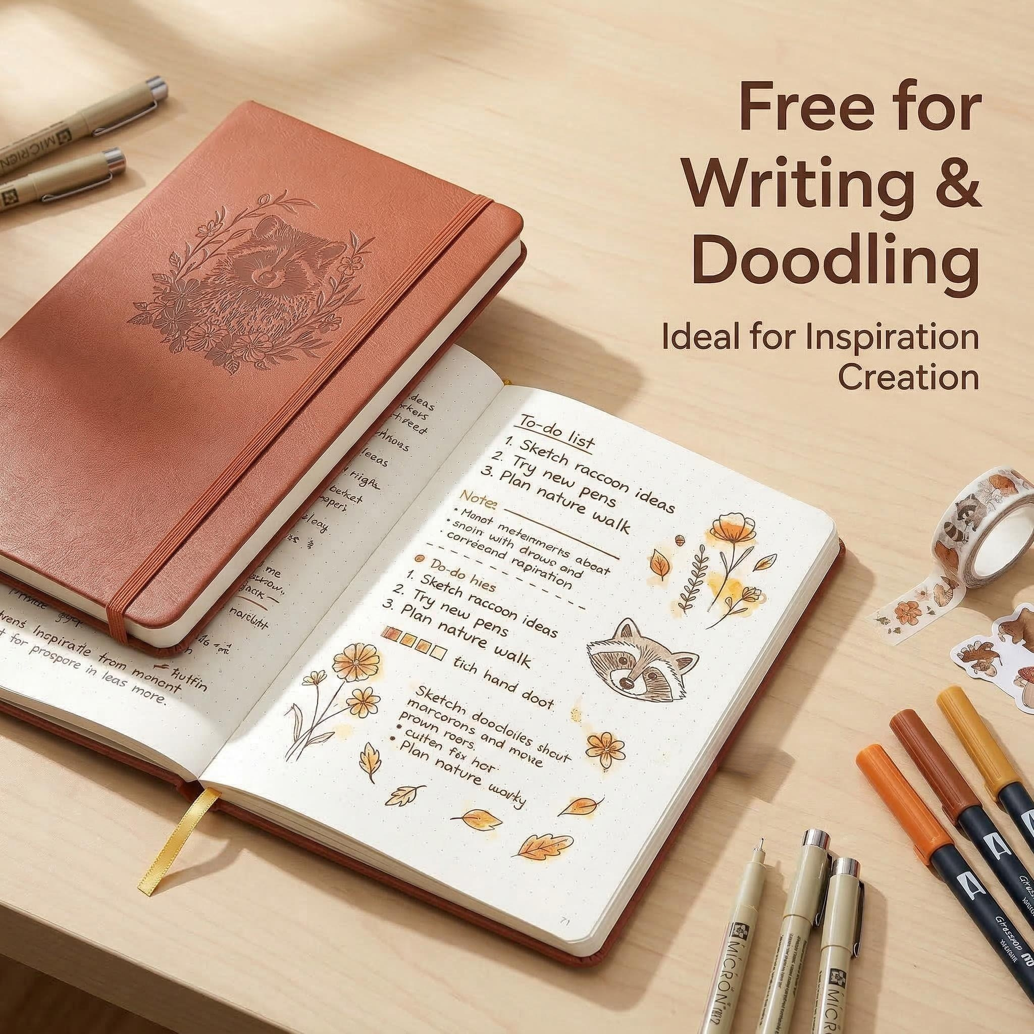 A5 Embossed Raccoon Dot Grid J – Notebook Dotted A5 recenzja i cena