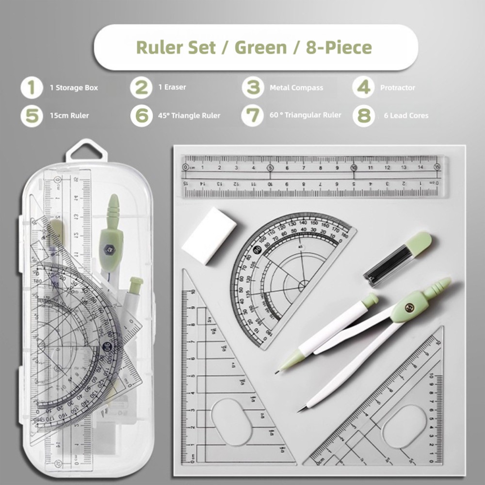 8PCS/Set Plastic Ruler Compass – Ruler Set Transparent recenzja i cena