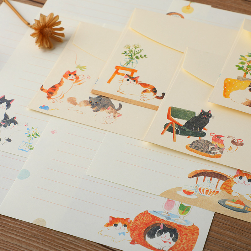 10Pcs Cartoon Cat Envelopes St – Letter Envelope Kraft recenzja i cena